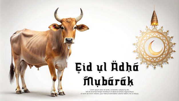PSD eid ul adha mubarak eid mubarak poster de vache à l'arrière-plan du modèle psd