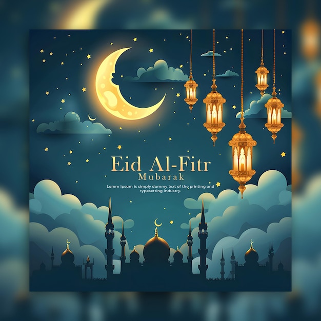 Eid ul fitr redes sociais e ramadan kareem festival islâmico redes sociais post design