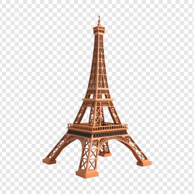 eiffel tower 3d model isolated on transparent background