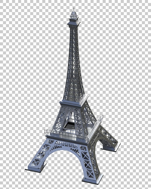 Eiffelturm auf transparentem hintergrund 3d-darstellung