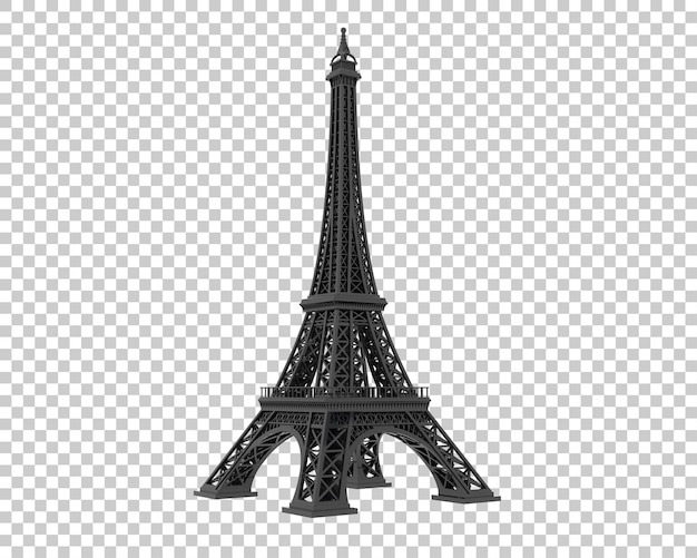 Eiffelturm isoliert auf durchsichtigem Hintergrund 3D-Rendering-Illustration