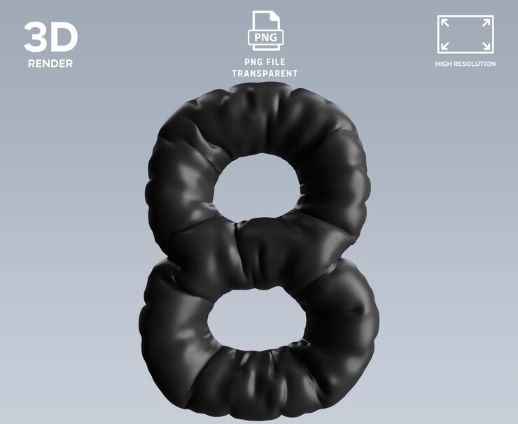 PSD eight 3d illustration