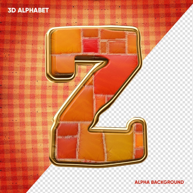 Ein 3d-buchstabe z mit einem roten und orangefarbenen hintergrund.