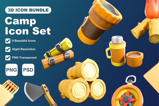 ein 3D-Icon-Set-Camp-Element