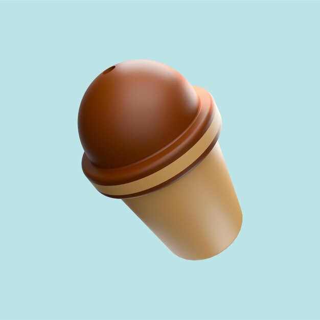 ein 3D-Ikonenkaffee mit brauner Farbe und dunkelbrauner Kappe