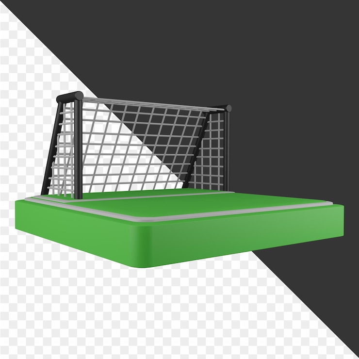 PSD ein 3d-modell eines torhüters mit einem netz darauf