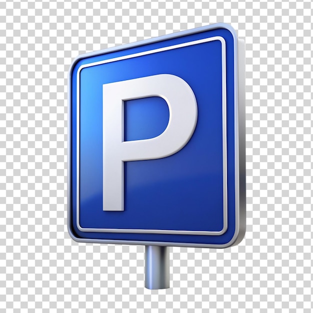 PSD ein 3d-parkplatzzeichen, das auf einem transparenten hintergrund isoliert ist