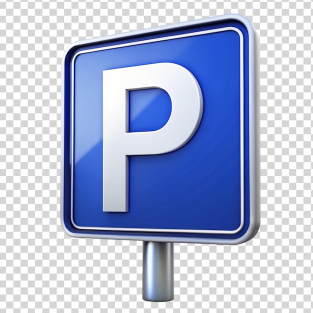 PSD ein 3d-parkplatzzeichen, das auf einem transparenten hintergrund isoliert ist