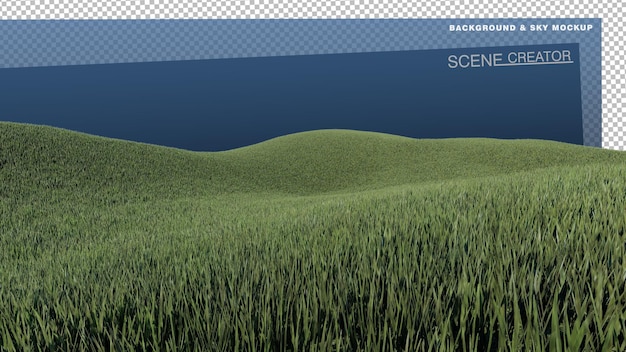 PSD ein 3d-rendering-bild einer begrünten hügelnaturlandschaft