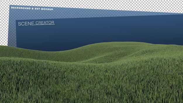 Ein 3D-Rendering-Bild einer begrünten Hügelnaturlandschaft