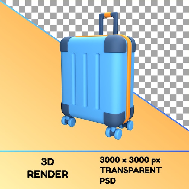 Ein 3D-Rendering-Koffer wird mit einem transparenten PSD-Hintergrund angezeigt.