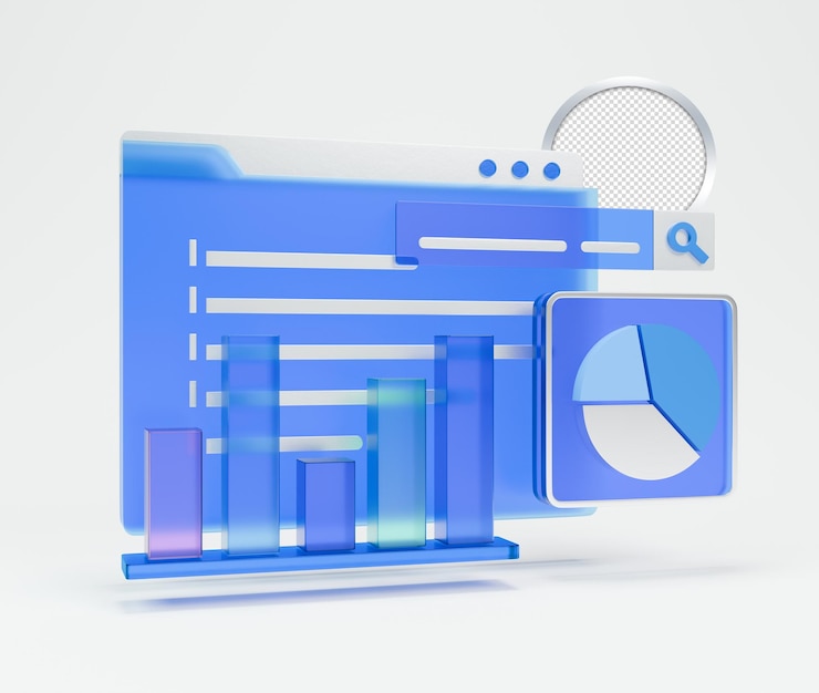 PSD ein 3d-rendering von datenanalyse und statistikvisualisation