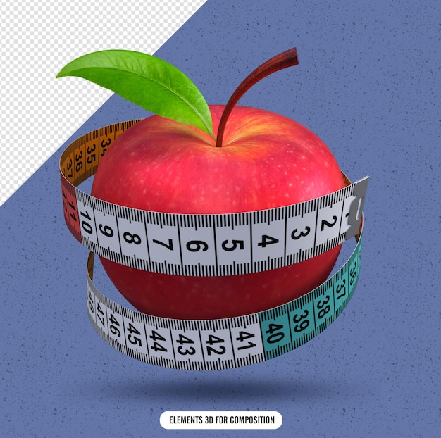 PSD ein apfel mit einem maßband drumherum und einem maßband drumherum.