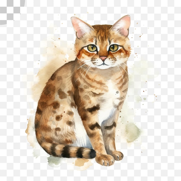 Ein aquarellgemälde einer katze mit gelbem auge, hd-png-download