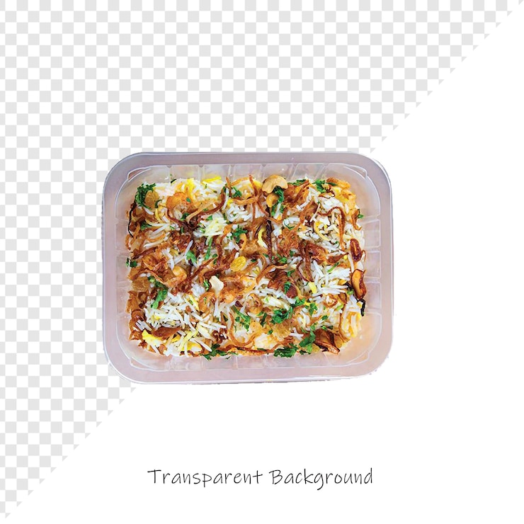 PSD ein behälter mit essen mit einem bild einer mahlzeit darin
