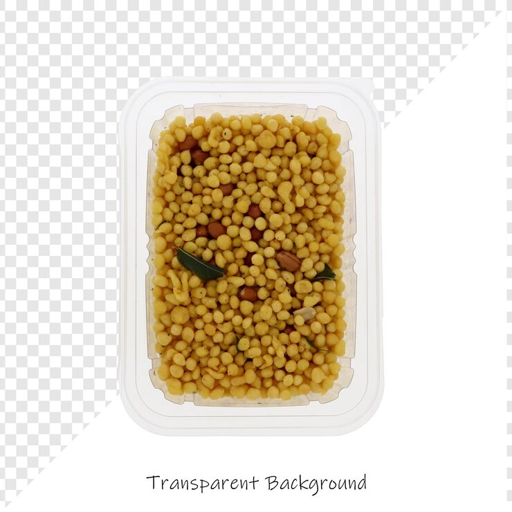 PSD ein behälter mit essen mit einem löffel darin