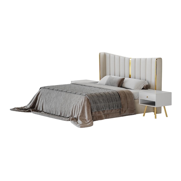 Ein Bett farbenfrohes Design Bett ohne Hintergrund anderes Design png weißer Hintergrund isoliertes abstraktes 3D-Modell