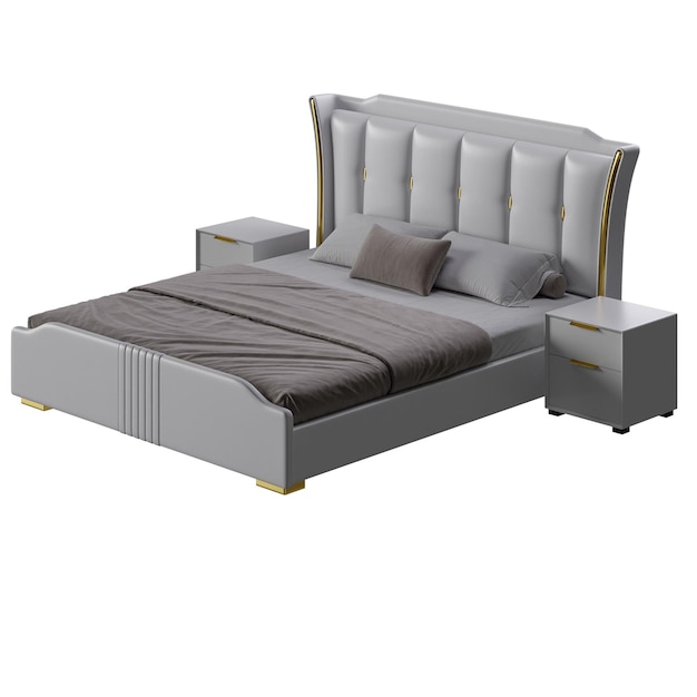 Ein Bett farbenfrohes Design Bett ohne Hintergrund anderes Design png weißer Hintergrund isoliertes abstraktes 3D-Modell