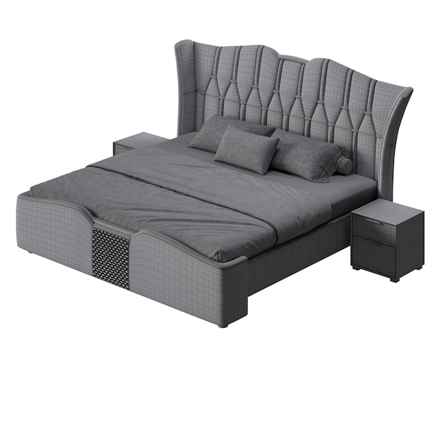 Ein Bett farbenfrohes Design Bett ohne Hintergrund anderes Design png weißer Hintergrund isoliertes abstraktes 3D-Modell