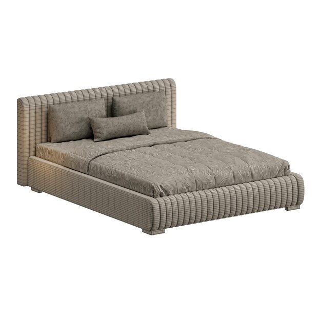 Ein Bett mit einer weißen Decke und Kissen