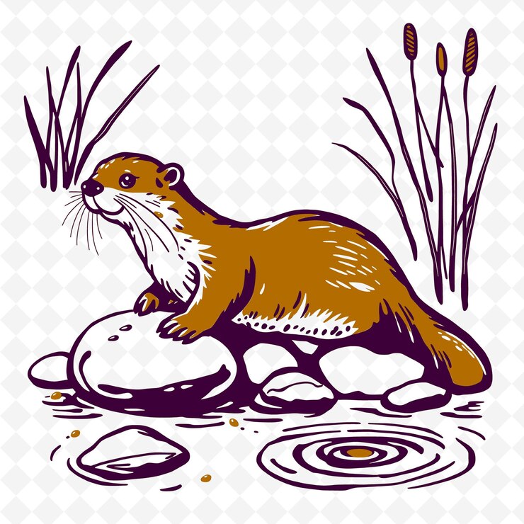 PSD ein biber und eine ente mit eiern im hintergrund