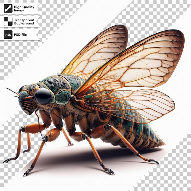 PSD ein bild einer fliege mit dem wort insekt darauf