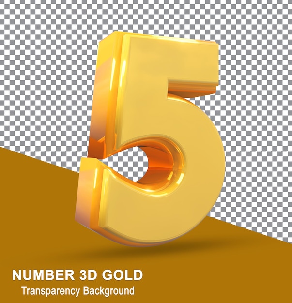 ein Bild einer goldenen Nummer 5 mit braunem Hintergrund