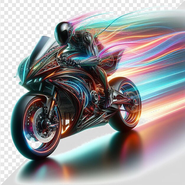 PSD ein bild einer person auf einem motorrad mit farbenfrohem hintergrund