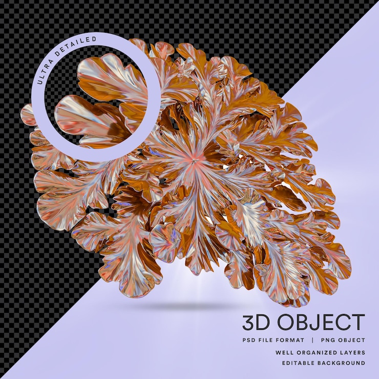PSD ein bild eines blattförmigen objekts, auf dem 3d steht