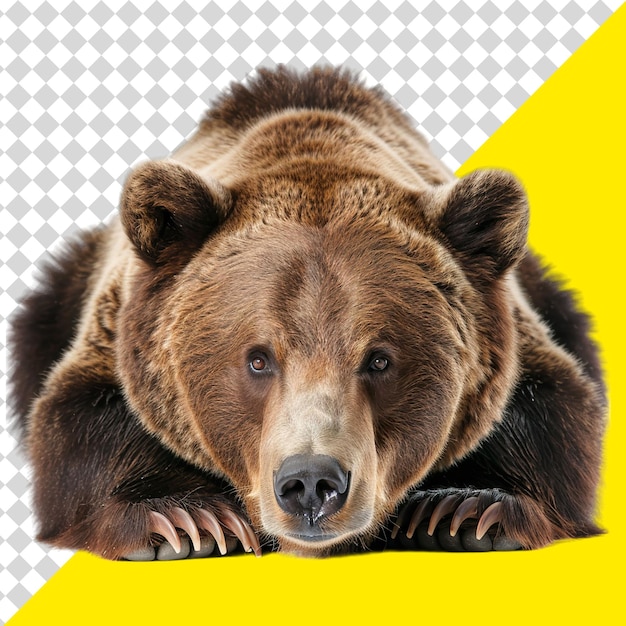 PSD ein bild eines braunen bären mit gelbem hintergrund