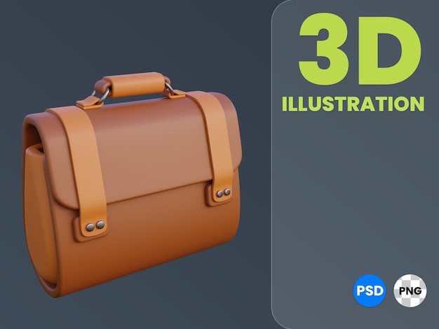 ein Bild eines braunen Koffers mit dem Wort 3D darauf