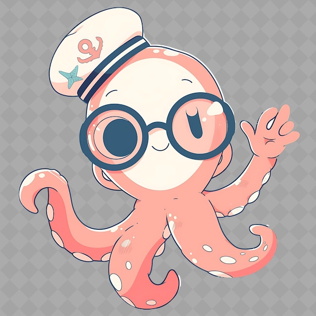 PSD ein bild eines oktopus mit hut und brille