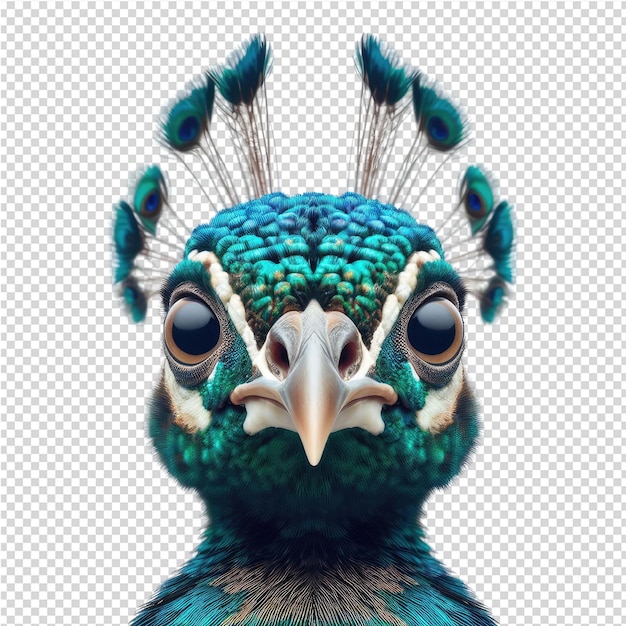 PSD ein bild eines vogels mit einem blauen kopf und einer grünen feder