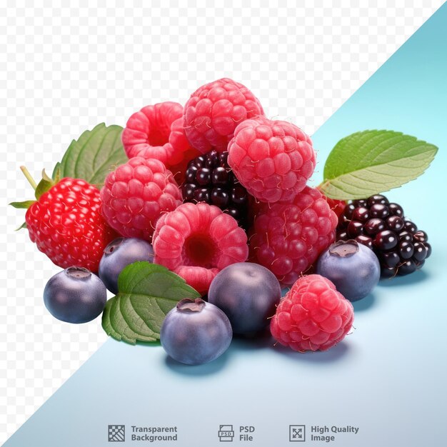 PSD ein bild von himbeeren und himbeeren.