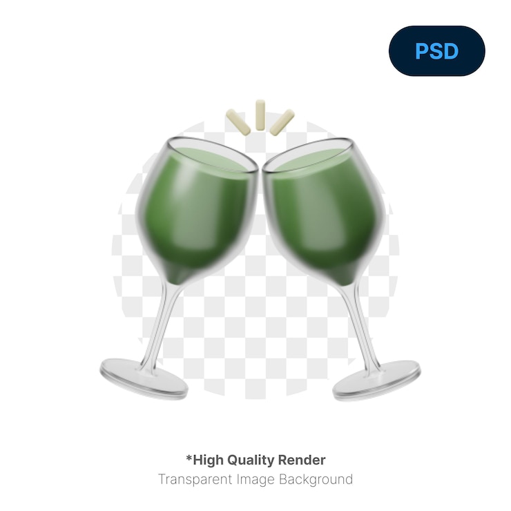 PSD ein bild von zwei weingläsern mit der aufschrift „high quality render“ auf der unterseite.