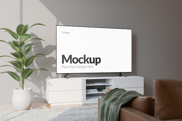 ein Bildschirm-Fernseher zeigt ein Mockup an