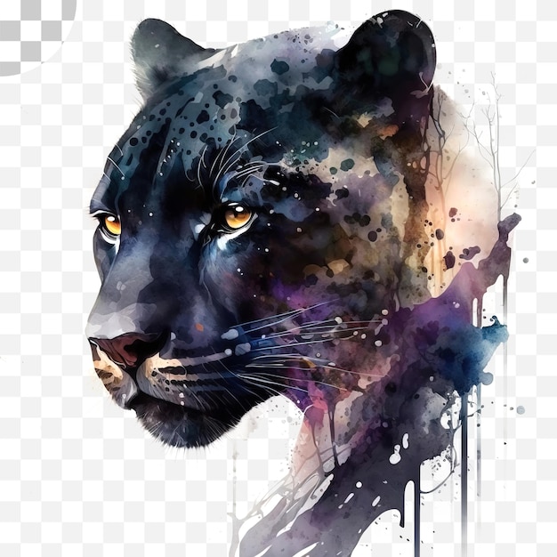 PSD ein black-panther-poster mit aquarelleffekt – png-download