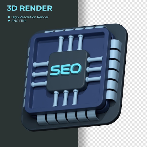 PSD ein blau-schwarzes bild eines 3d-seo-chips.