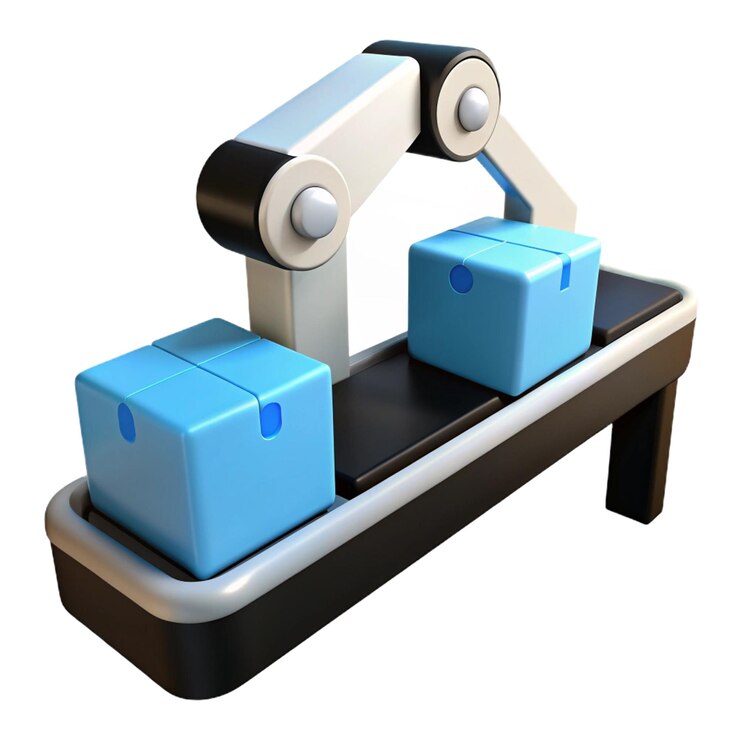 PSD ein blau-weißer roboter mit einer weißen schachtel oben darauf