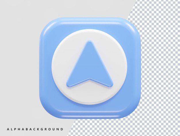 Ein blau-weißes App-Symbol mit einem weißen Pfeil oben.
