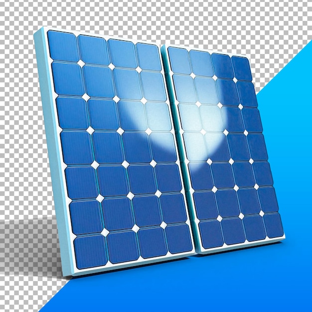 Ein blau-weißes Solarpanel mit blauem Hintergrund.