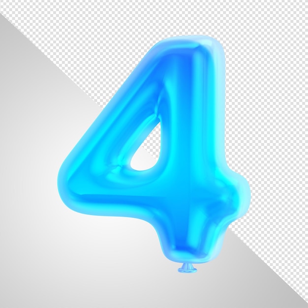 Ein blauer Ballon mit der Nummer 4 in der Mitte.