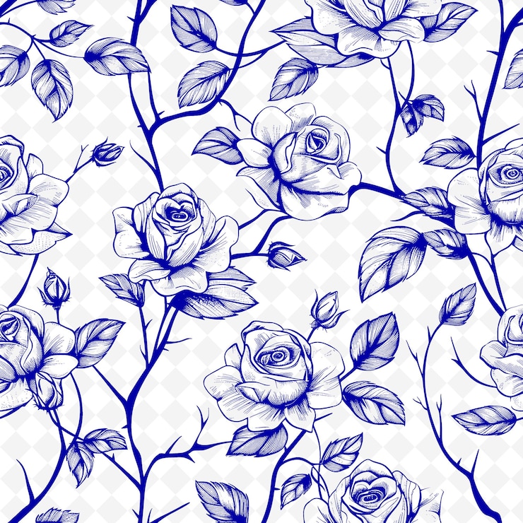 PSD ein blauer blumiger hintergrund mit einer weißen blume und blauen blättern