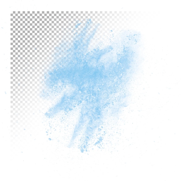 PSD ein blauer farbspritzer mit weißem hintergrund pulverspritzer