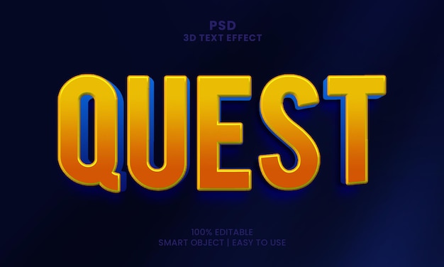 Ein blauer Hintergrund mit dem Text Quest in Gelb.