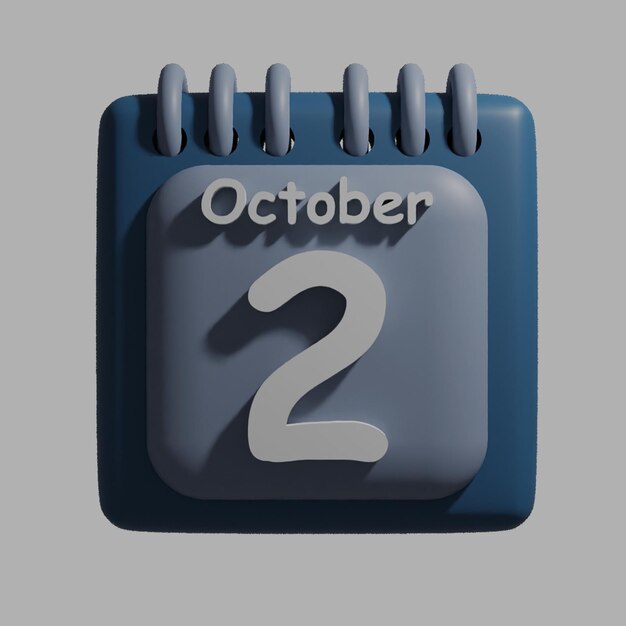 PSD ein blauer kalender mit dem datum 2. oktober darauf