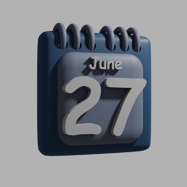 Ein blauer Kalender mit dem Datum 27. Juni darauf