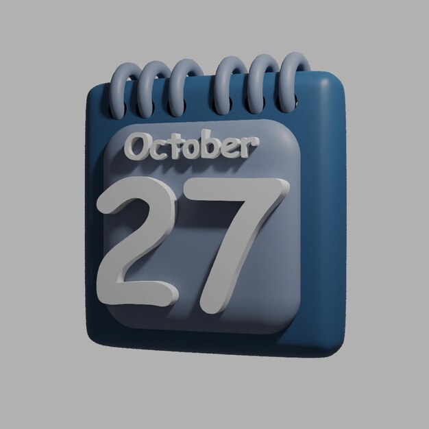 Ein blauer Kalender mit dem Datum 27. Oktober darauf
