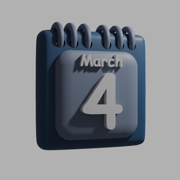 PSD ein blauer kalender mit dem datum 4. märz darauf