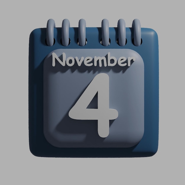 Ein blauer kalender mit dem datum 4. november darauf